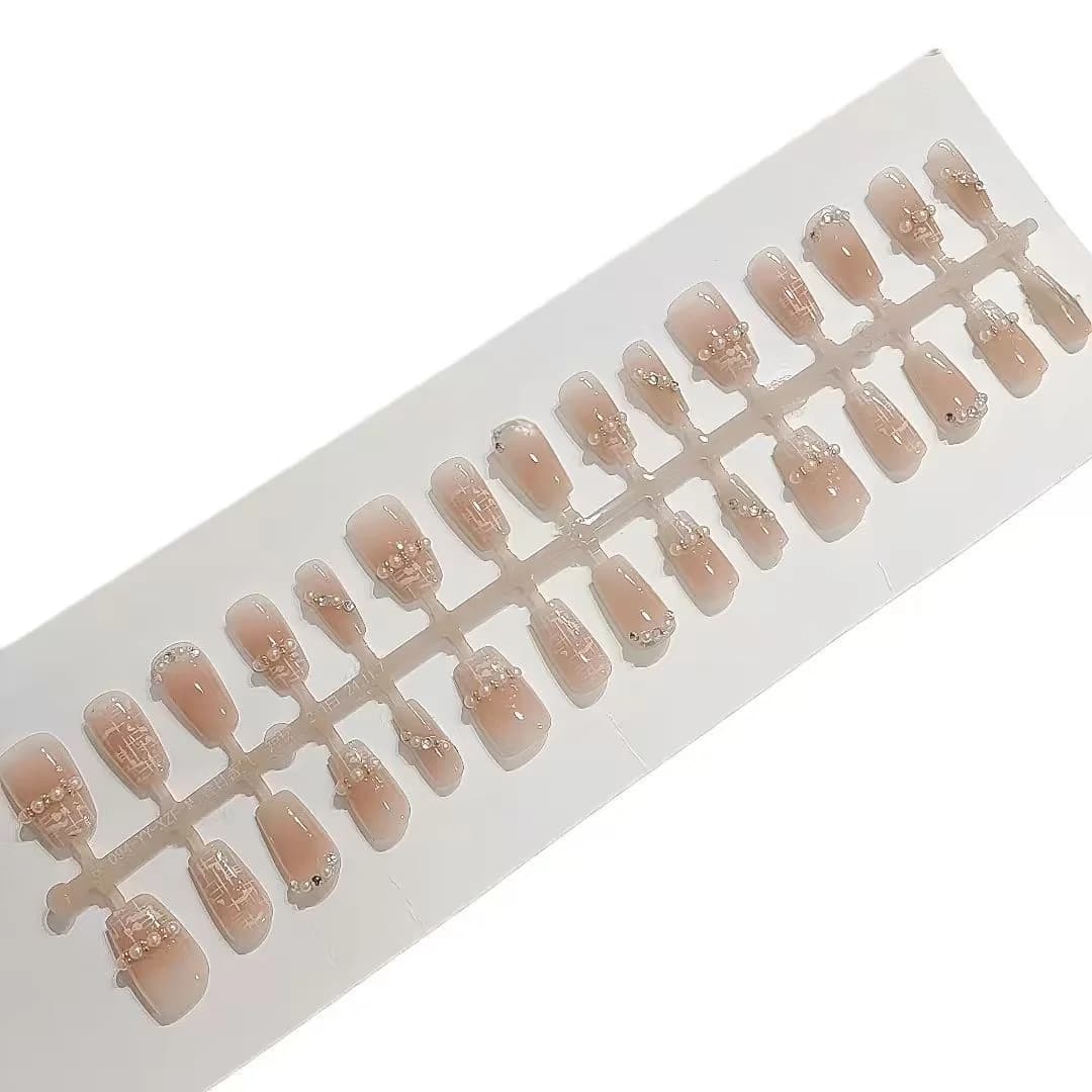 Set de Manicura de 30 Uñas Postizas Cuadradas Cortas Estilo Dulce