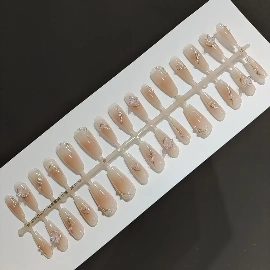 Uñas Postizas 3D con Mariposas, 30 Piezas, Reutilizables