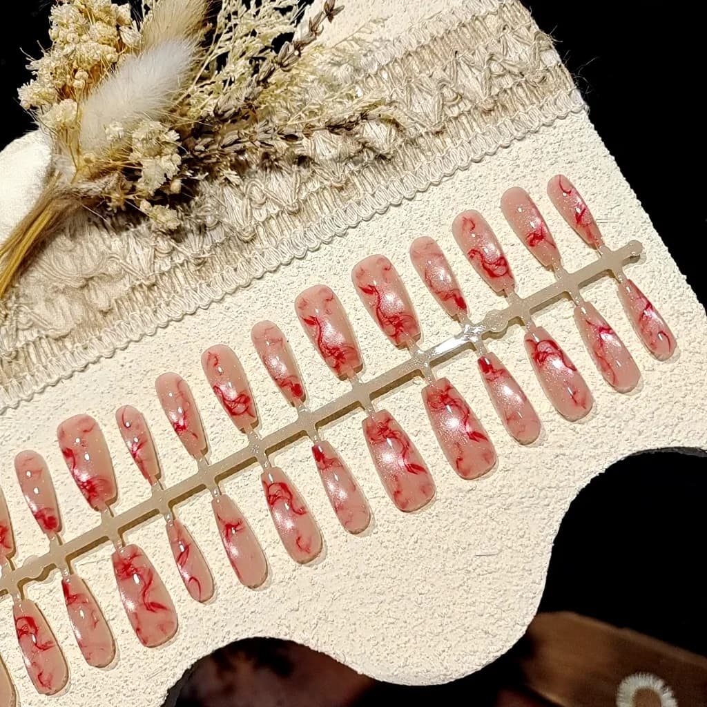 Uñas Postizas Ojo de Gato Rosas, Forma Ovalada Mediana, Acabado Brillante