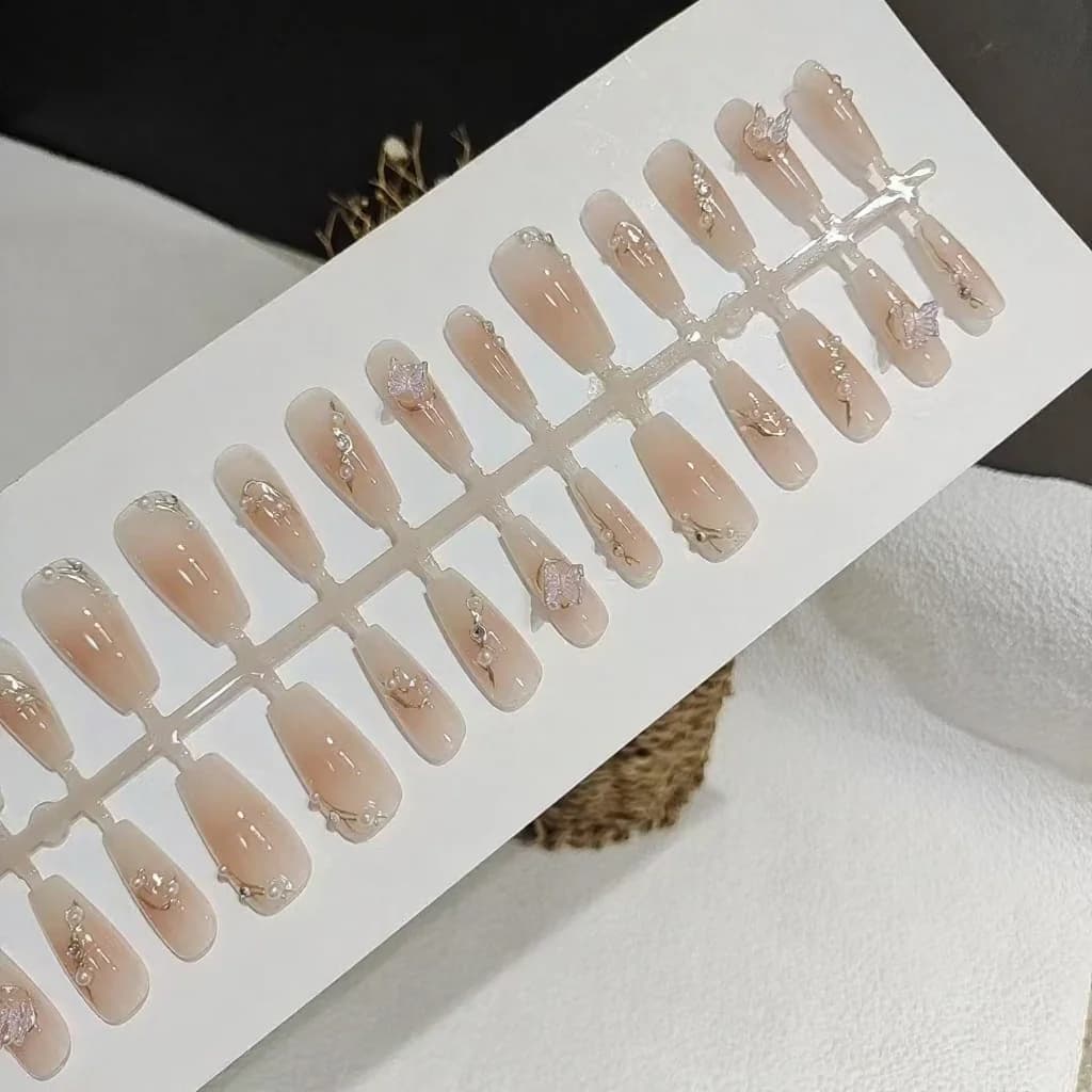 Uñas Postizas 3D con Mariposas, 30 Piezas, Reutilizables