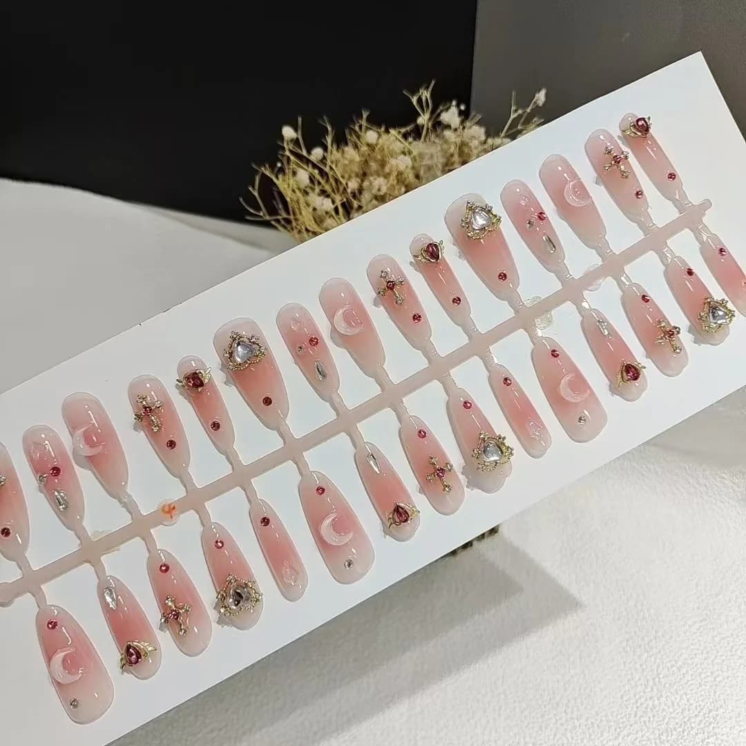 Uñas Postizas con Piedras Forma Stiletto Larga 30 Unidades