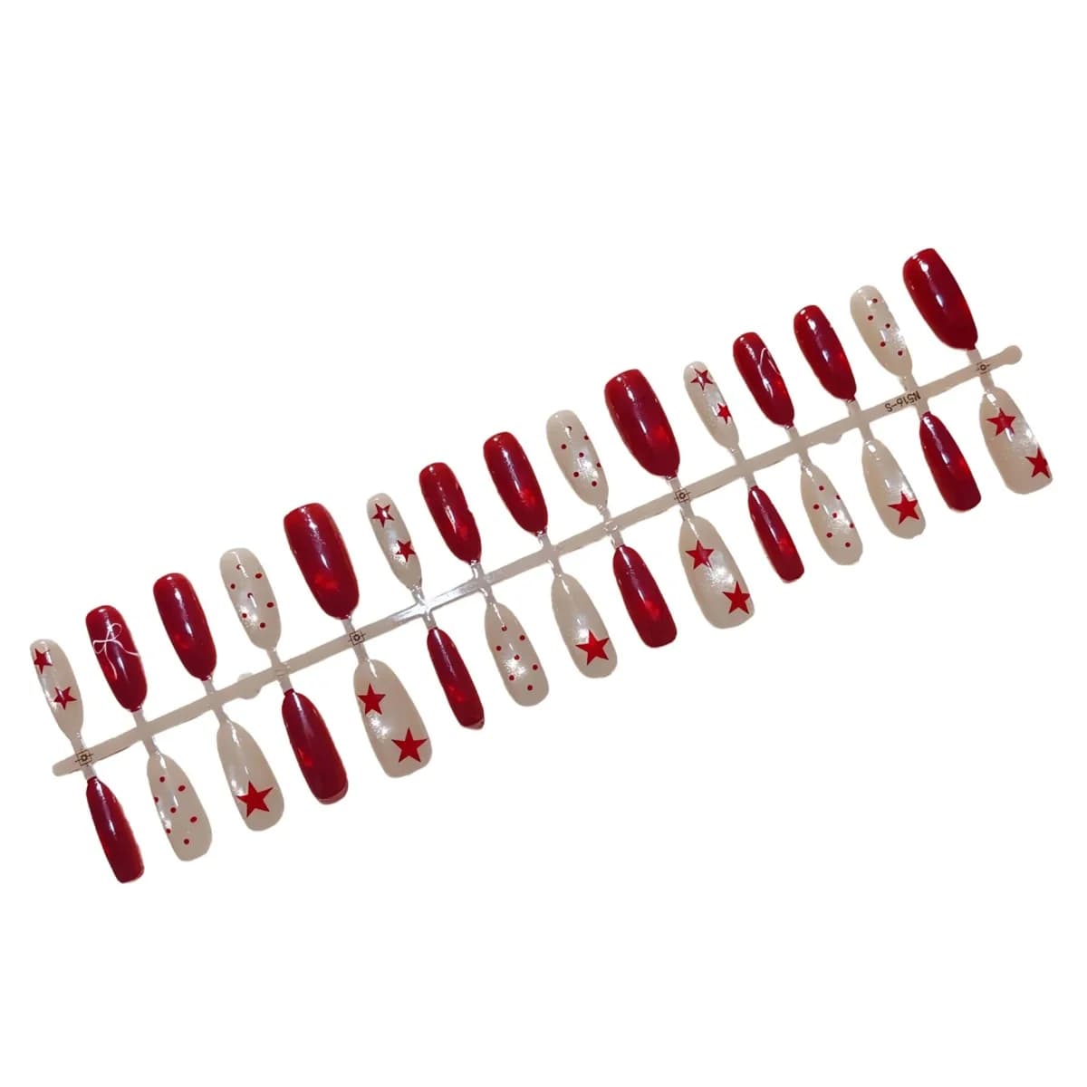 Uñas Postizas Ojo de Gato Vino Tinto Estrellado Forma Ovalada Media