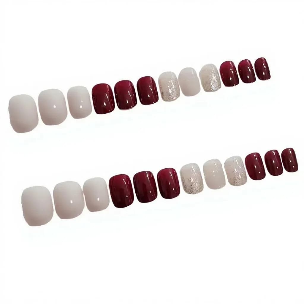 Juego de Uñas Postizas Rojas, 24 Piezas, Estilo Simple y Elegante