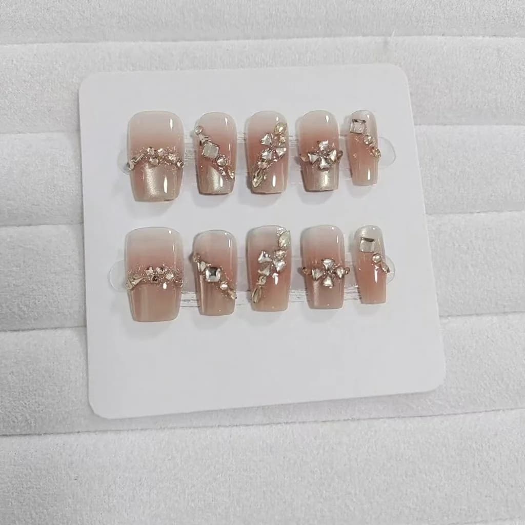 Uñas Postizas con Diamantes de Imitación y Estrellas, Juego de 30 Piezas