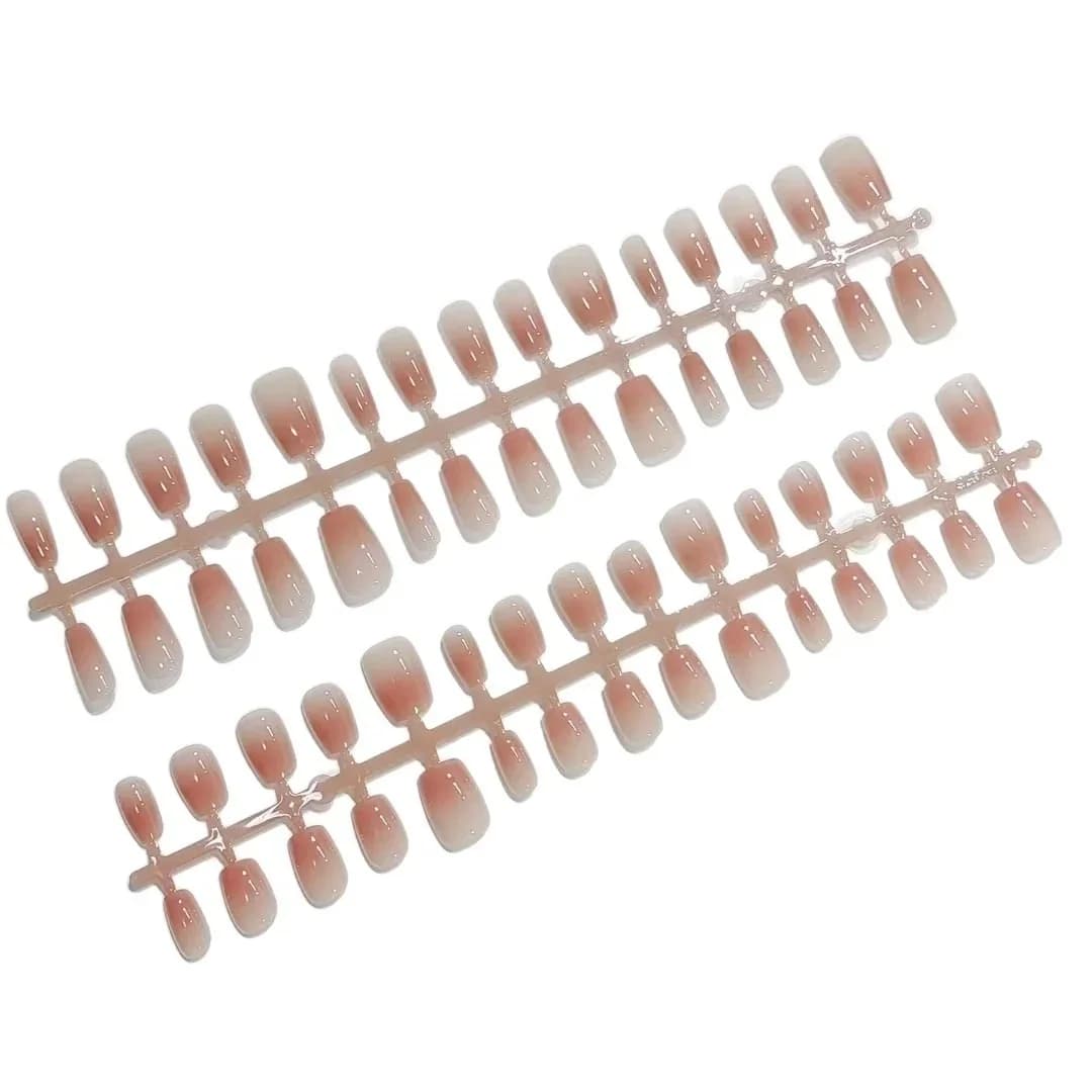 Uñas Postizas Rosas Cortas Forma Ataúd, 30 Unidades Reutilizables