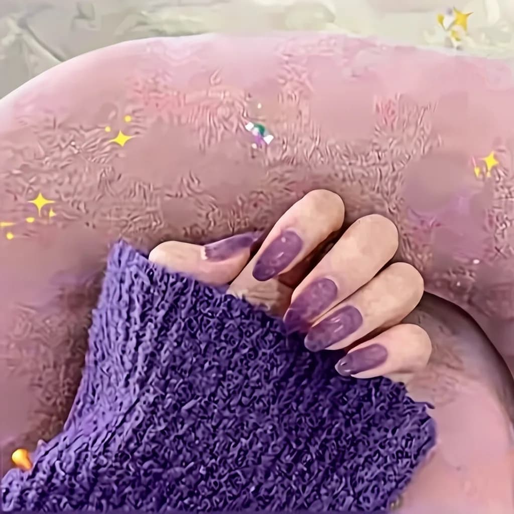 Uñas Postizas Trapecio Brillantes Cortas Color Sólido 24 Piezas en Caja