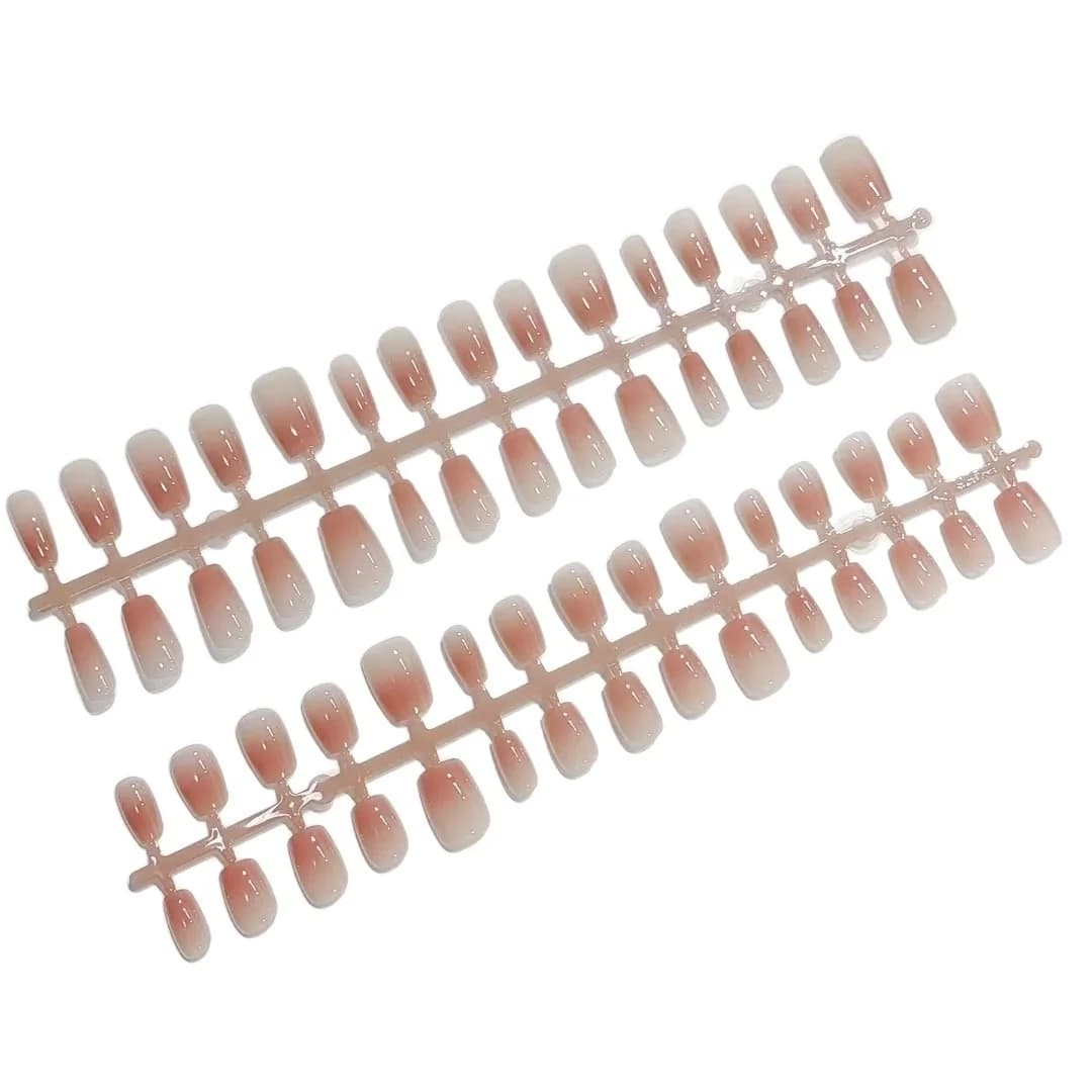 Uñas Postizas Rosas Cortas Coffin 30 Piezas Reutilizables