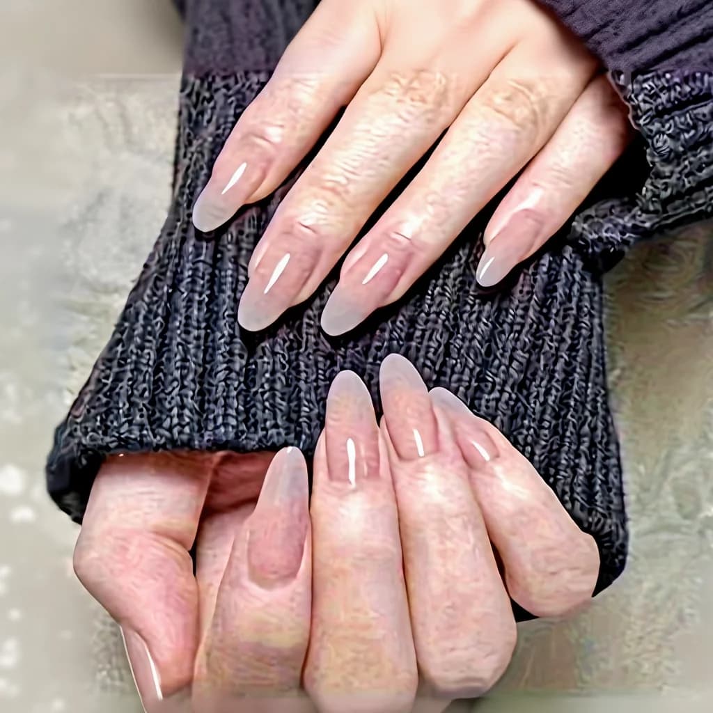 Uñas Postizas Trapecio Brillantes Cortas Color Sólido 24 Piezas en Caja