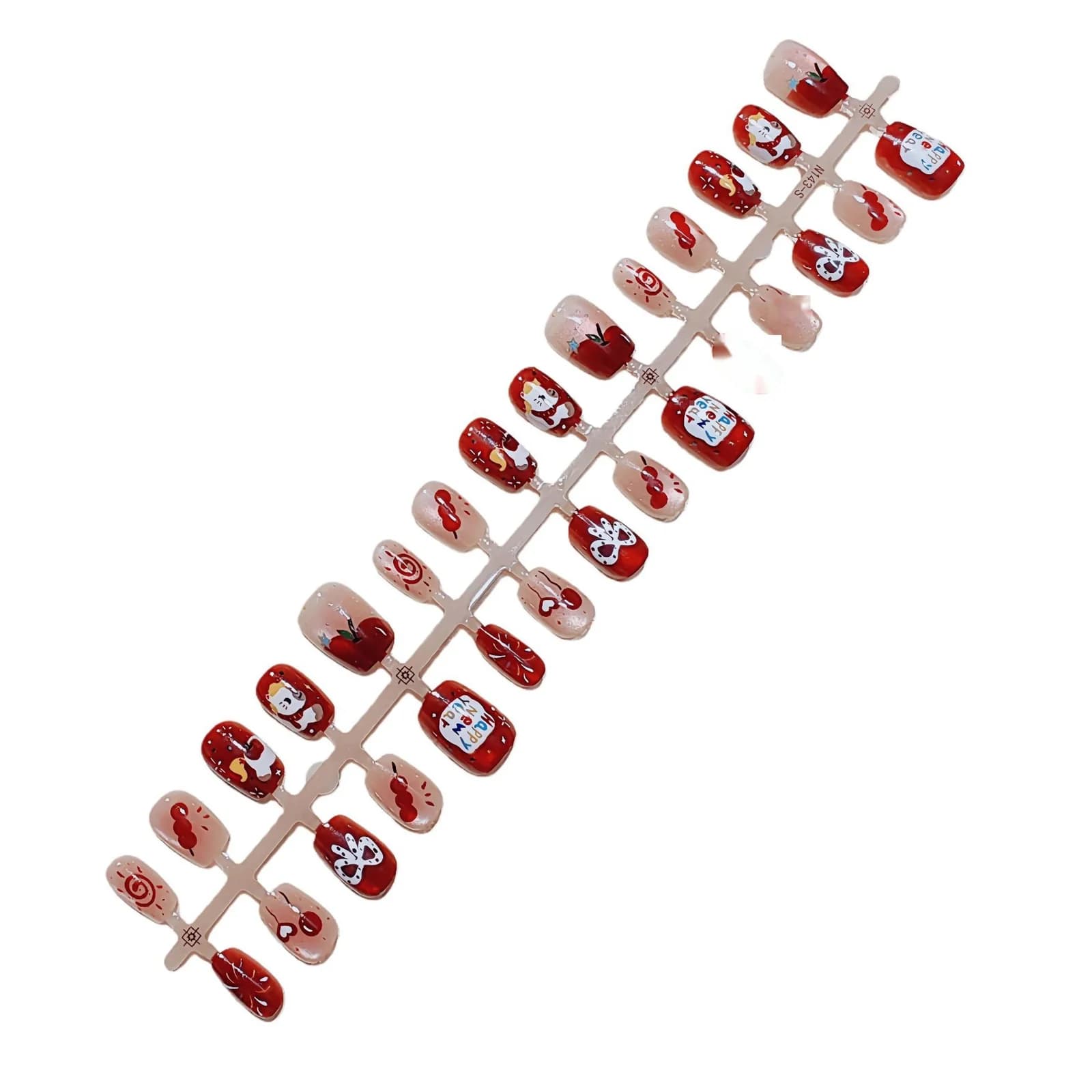 Uñas Postizas Cortas Estilo Estrellado Diseño Lindo Set de Manicura
