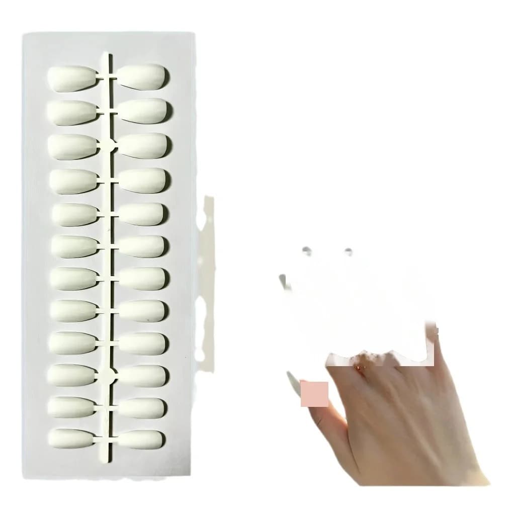 Uñas Postizas Trapecio Brillantes Cortas Color Sólido 24 Piezas en Caja